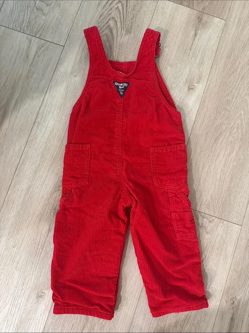 OshKosh B'gosh Red Corduroy Overalls 18M Vintage Style Toddler